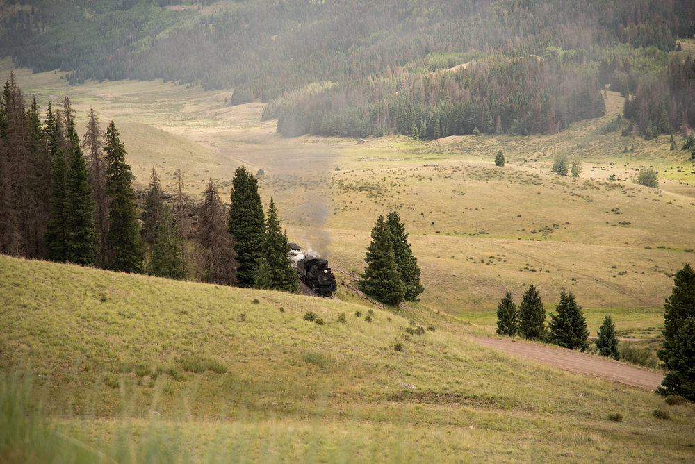 39 K36 484 brings train 215 west out of the Los Pinos valley as it is nearing Cumbres Pass.jpg