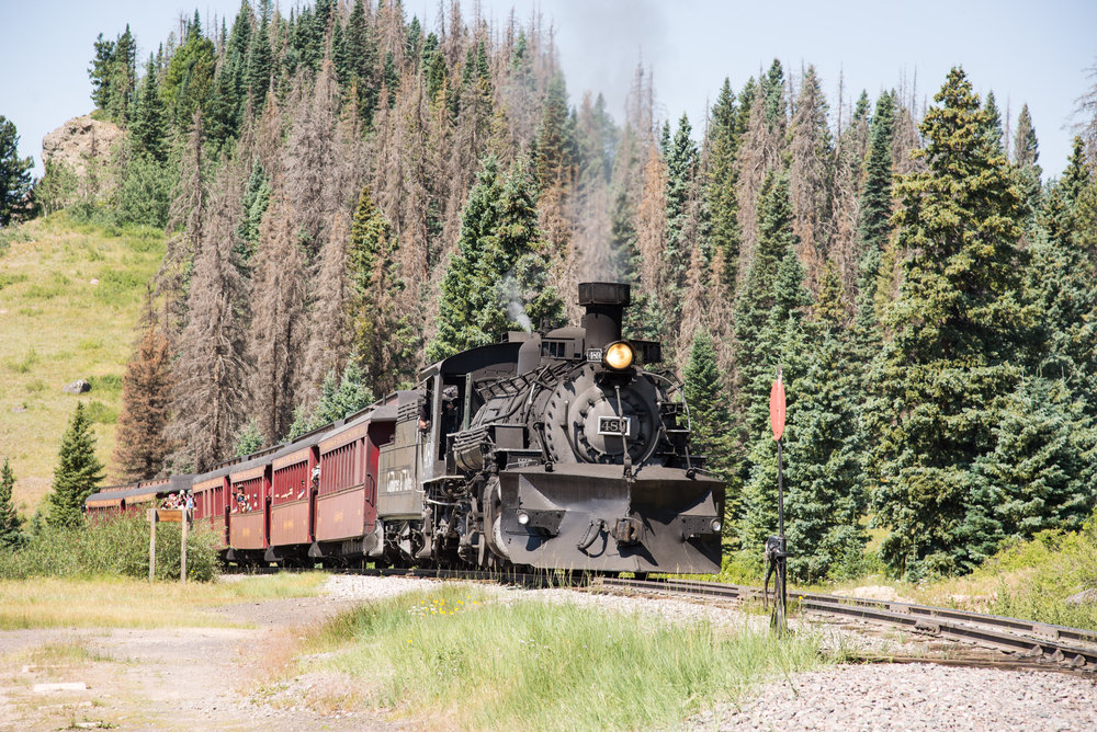 12 489 is now crossing over the crest of the grade at Cumbres Pass.jpg