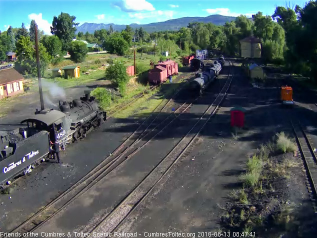 8.13.16 Member of the road crew is boarding at the coal dock.jpg