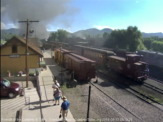8.13.16 As the train set is pulled from the yard we see a caboose on the rear.jpg