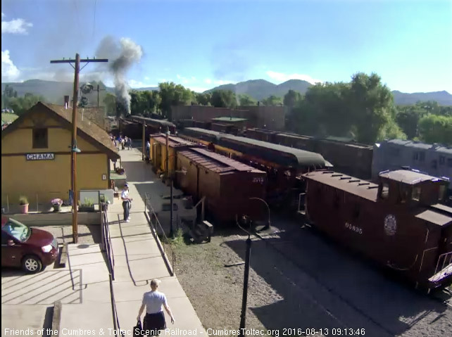 8.13.16 The 7 car 216 with added caboose is now ready to load.jpg