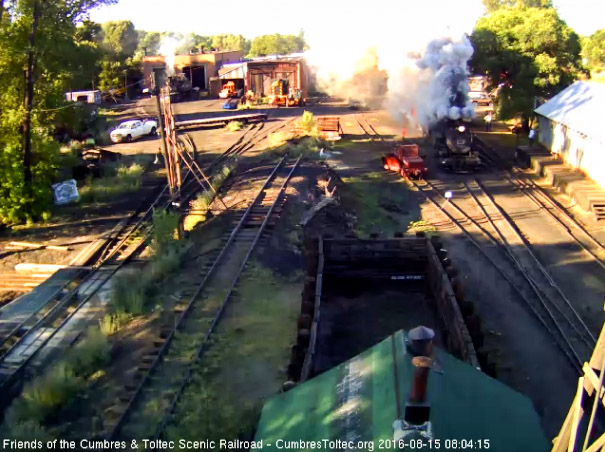 8.15.16 The school train gets underway with a cloud of smoke and steam.jpg