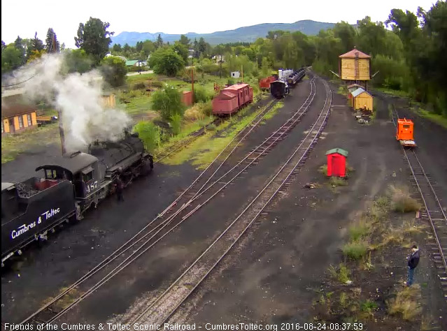 8.24.16 As the hostlers work on getting the coal loading down, one of the road crew is already oiling around.jpg