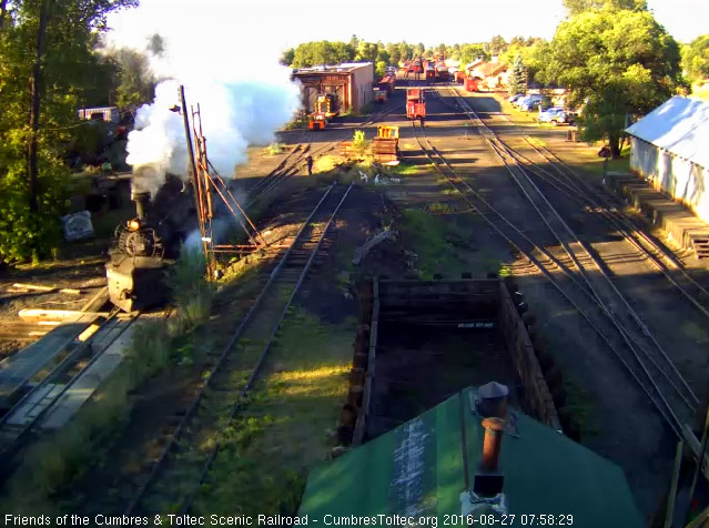 8.27.16 The sun glints off the plow of the 487 as it comes to the pit.jpg