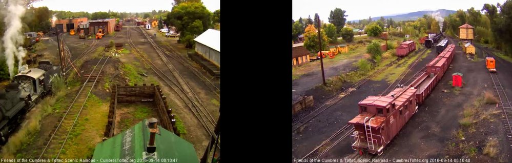 9.14.16 The 487 has come out to the pit to start its day and the student freight has stopped and they seem to have taken the 2 tank cars off.jpg