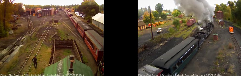 9.21.16 As the train passes the tipple there are a few passengers in the movie painted coach.jpg