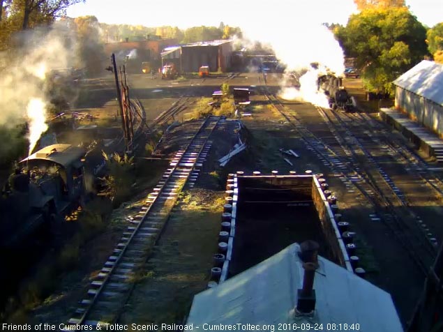 9.24.16 463 now pulls into the coal dock lead as 487 is still at the pit.jpg