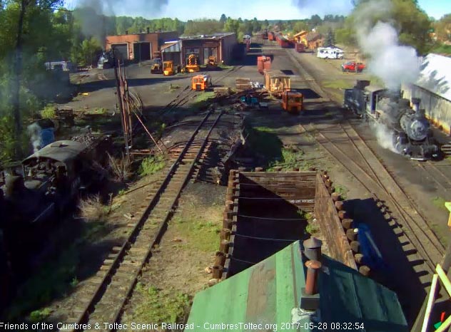 5-28-17 484 pulls forward by the wood shop as 463 is still at the pit.jpg