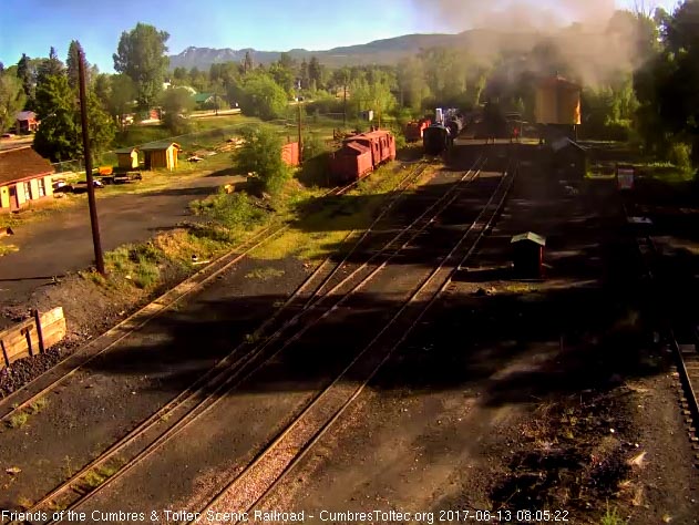 6-13-17 With a cloud of steam and smoke, the student freight exits Chama yard.jpg