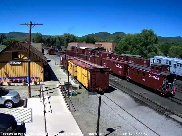 6-14-17 The whole train from the depot cam as it is shoved into south yard.jpg