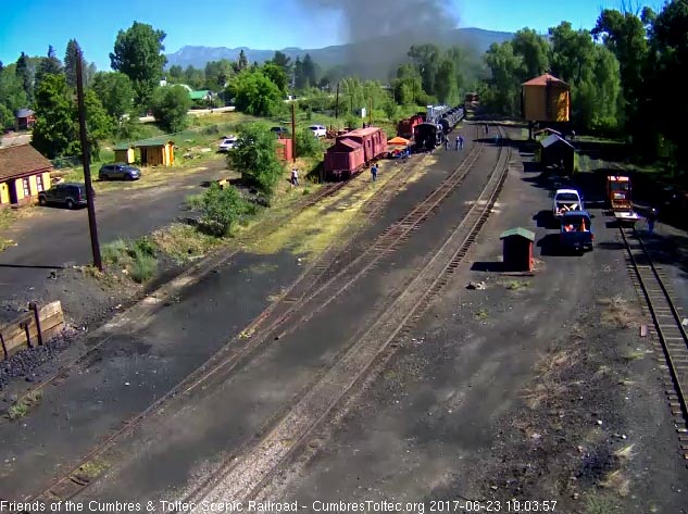 6-23-17 The last cars of train 216 round the curve at the north end of Chama.jpg