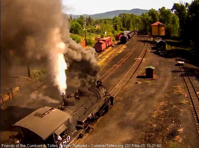 6-25-14 The engineer of 489 blows for the running brake test as it passes the tipple.jpg