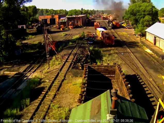 7-1-17 The 487 is now parked waiting for the road crew and the 484 and 463 are back on the east side.jpg