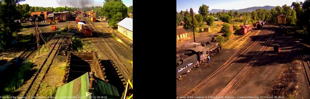 7-2-17 The 463 has now coupled the extra coach onto the train as the helpers engineer checks his steed.jpg