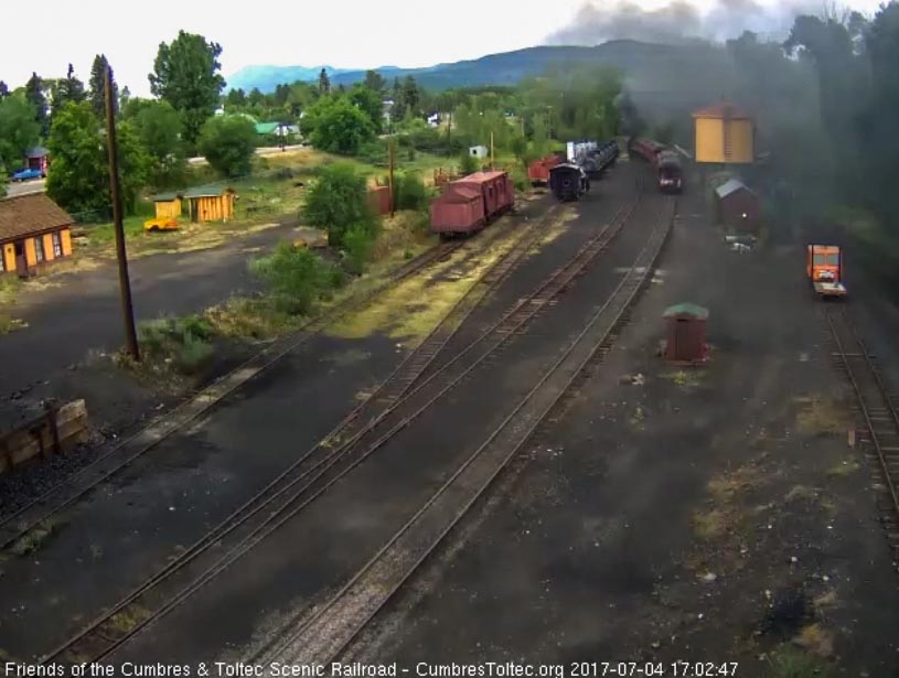 7-4-17 The dinner train exits a smokey Chama yard.jpg