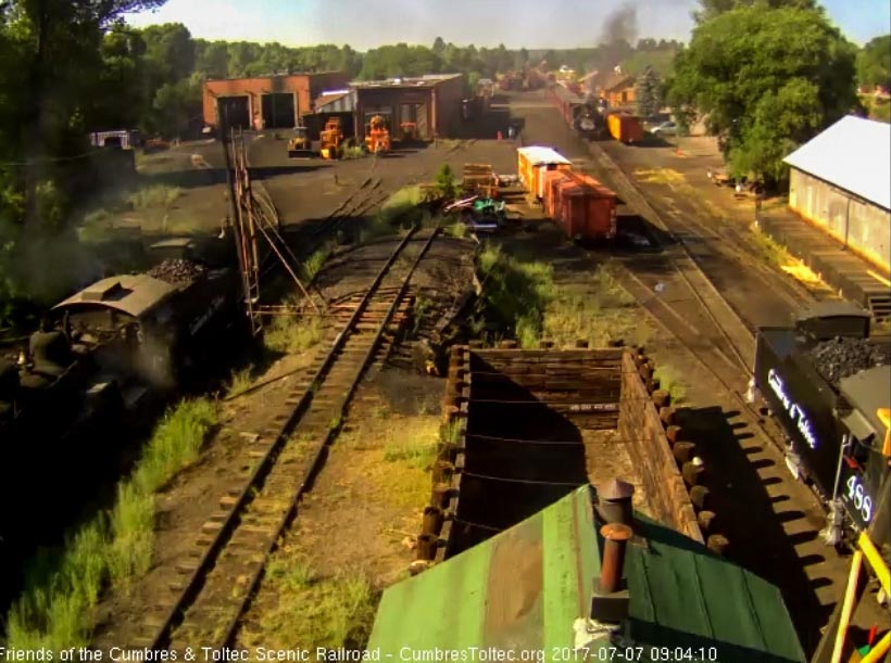 7-7-17 The 488 has pulled forward to await the train to move forward while 489 gets its fire cleaned.jpg