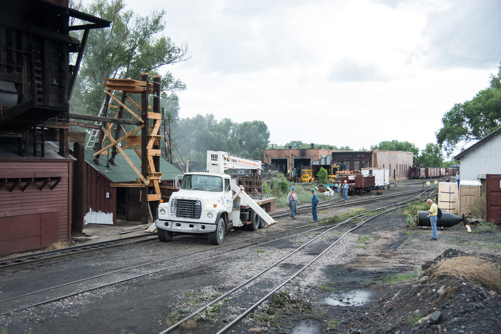 7-31-17 The crane has arrrived and is deploying its out riggers.jpg