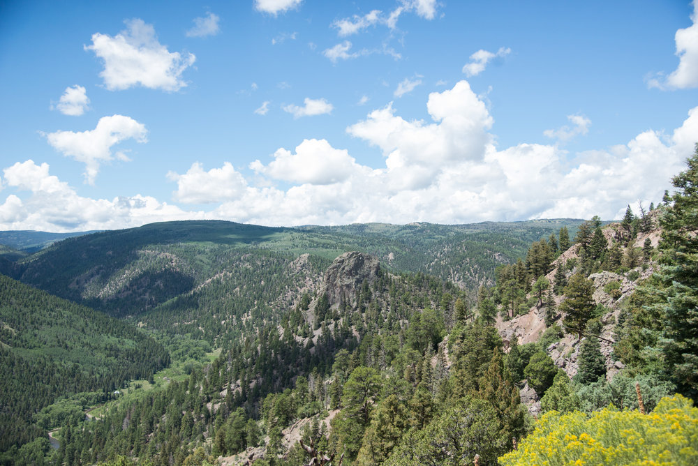 18 Looking down at the Los Pinos valley and one of the volcanic plugs that rise up.jpg