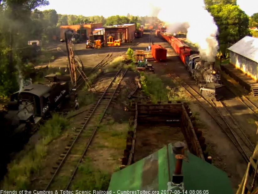 8-14-17 The student train comes by the wood shop on its way out of Chama.jpg