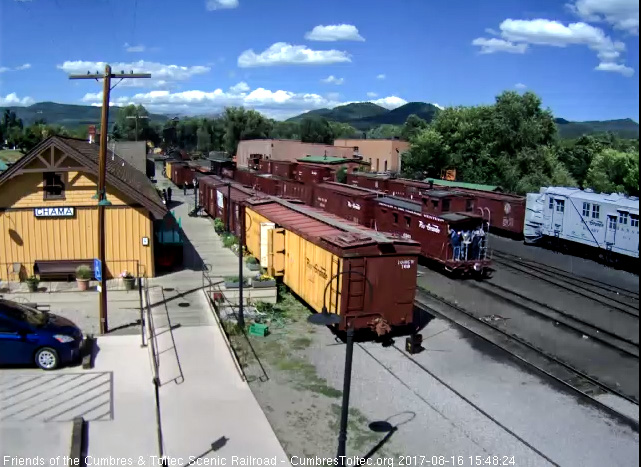 8-16-17 A number of the students gather on the caboose platform as the train is backed in.jpg