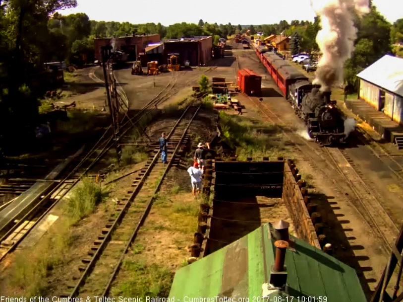 8-17-17 488 brings the train by the wood shop as it accelerates away from the depot.jpg