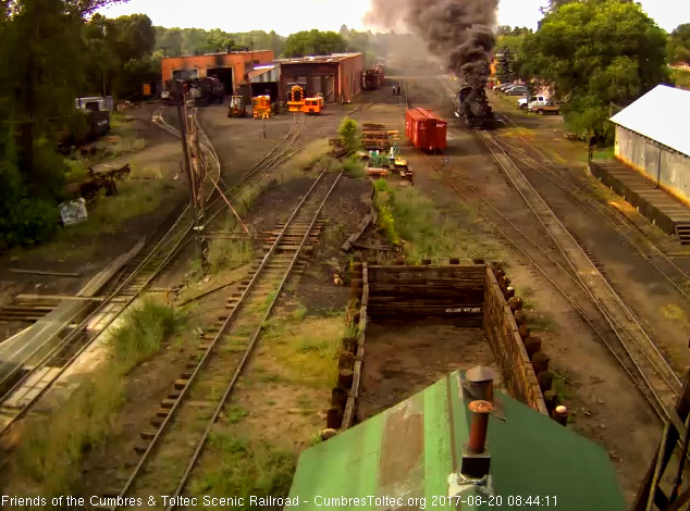 8-20-17 The 488 is putting out good smoke as it sits just past the lead switch to the coal dock.jpg