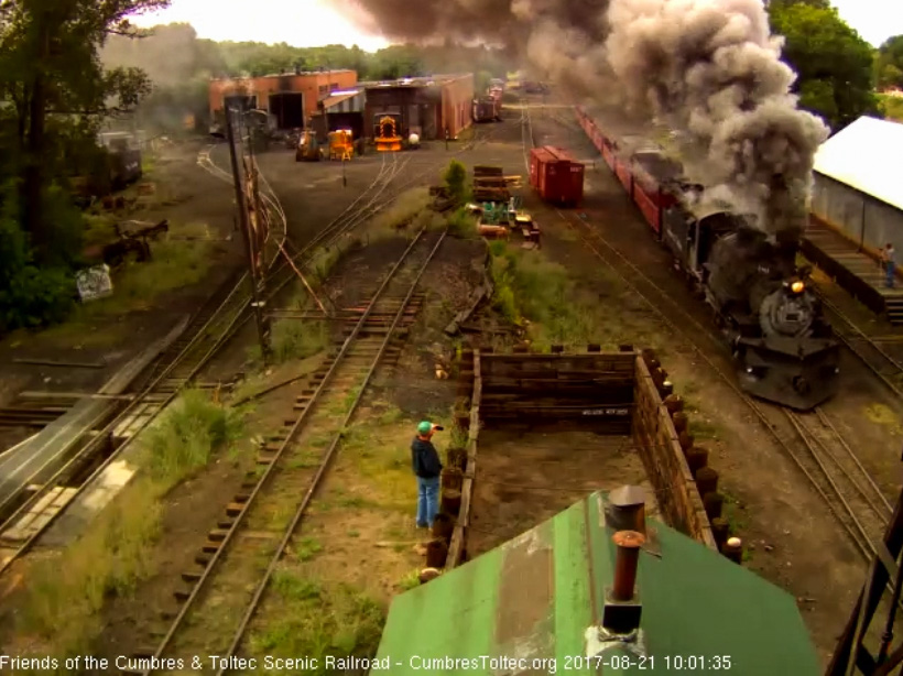 8-21-17 The train is by the wood shop and you can see the flat roof coaches in front.jpg