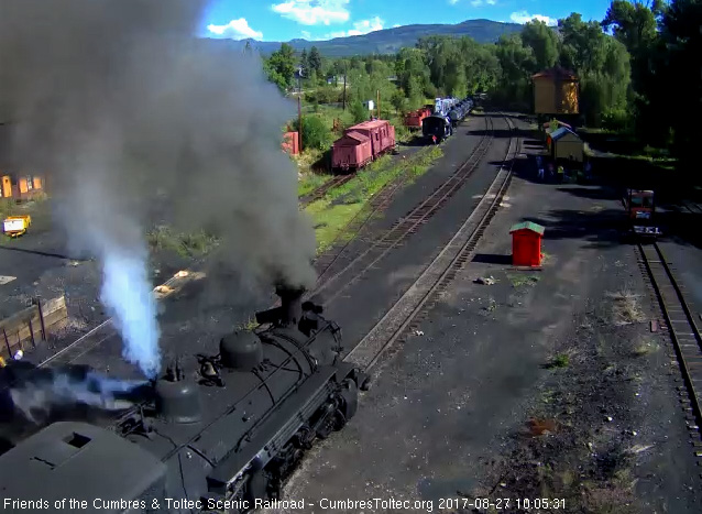 8-27-17 488 emergies from behind the tipple blowing for the running brake test.jpg