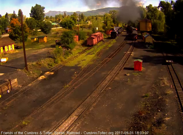 9-1-17 The 489 is passing the north yard throat as the parlor passes the tank.jpg