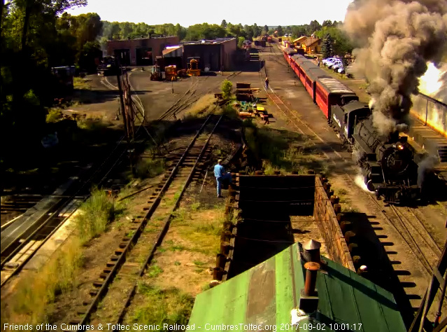 9-2-17 The 488 comes past the wood shop as someone shoots it from the tipple ramp.jpg