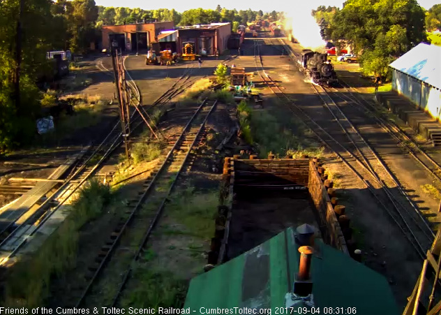 9-4-17 The switch thrown, the 488 pulls ahead toward the coal dock.jpg