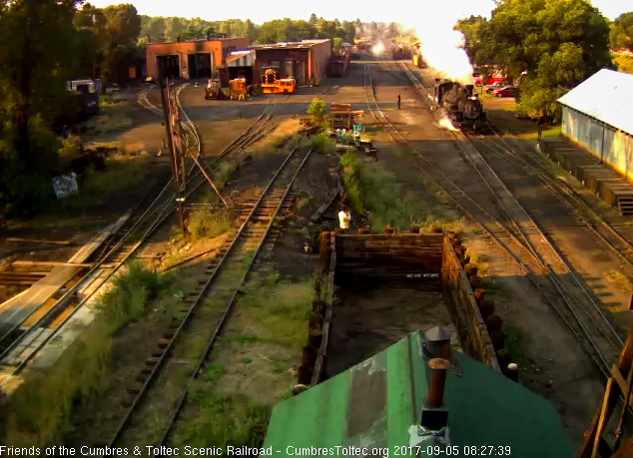 9-5-17 After Tracy, one of the road crewman, opened and checked the switch, the 488 moves ahead to the coal dock.jpg