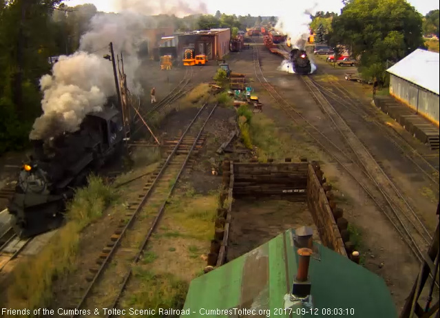 9-12-17 The student freight continues to move out of south yard and 489 is over the pit.jpg