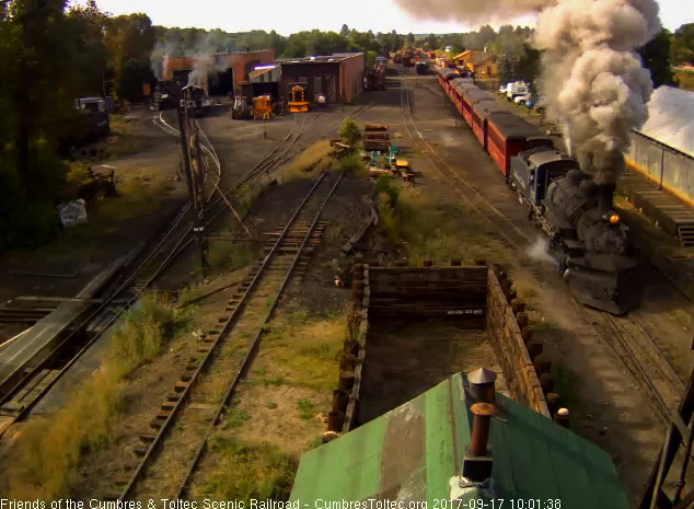 9-17-17 The 487 comes by the wood shed and it looks like that pesky engineer's side cylinder cock is sticking open again.jpg