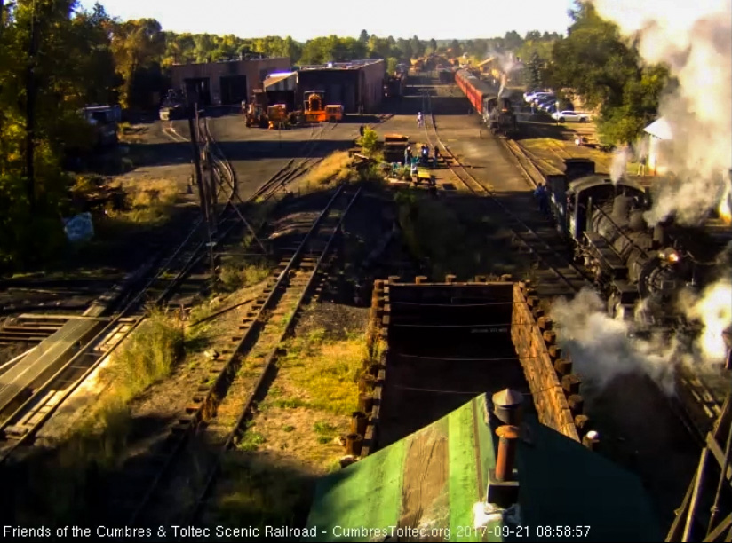 9-21-17 The 463 has pulled the 10 car train 216 into loading position and 488 is now backing down on the train.jpg