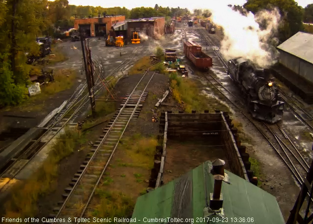 9-23-17 The 489 is headed back from the wye in a rainy Chama yard.jpg