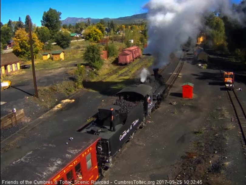 9-25-17 Tracy, the road fireman, is standing on the tender deck, so they are going to stop for water.jpg