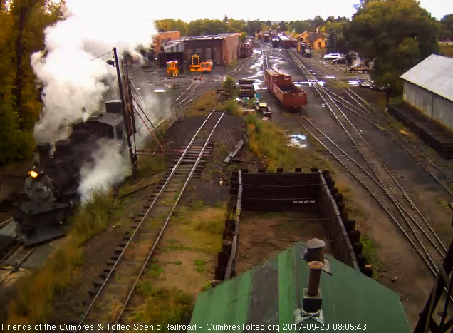 9-29-17 The 489 is pulling over the pit for its morning cleaning.jpg