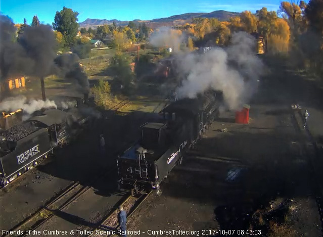10-7-17  463 is taking on coal for its run to Antonito as 488 is stopped on the main waits its turn.jpg