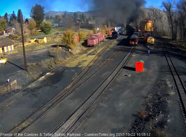 10-22-17  The locomotives are exiting the yard as the parlor passes the speeder sheds.jpg