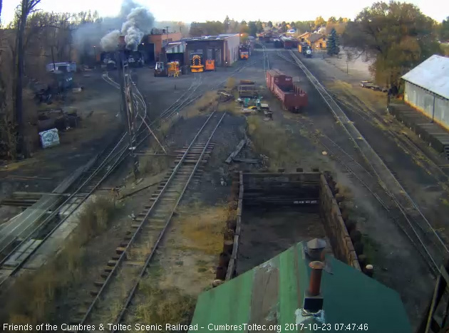 10-23-17  Looking at the 2 locomotives in front of the house, you might think this is just another day of the season and not the first day of the off season.jpg