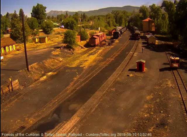 2018-06-10 The parlor Colorado is at the tank as the locomotives are leaving the yard.jpg