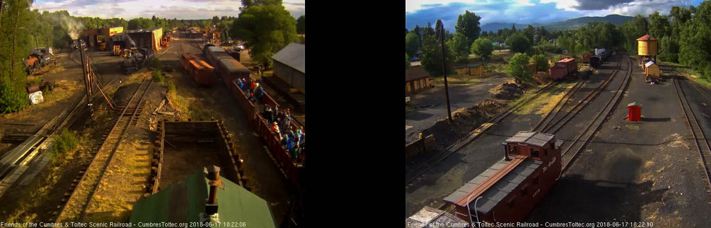 2018-06-17 The geology train passes the tipple with people in both open gons.jpg