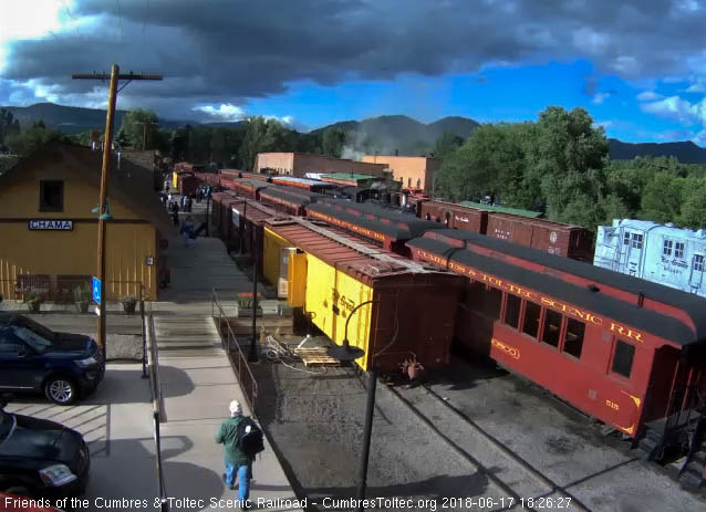 2018-06-17 The train is stopped on the south yard lead to unload.jpg