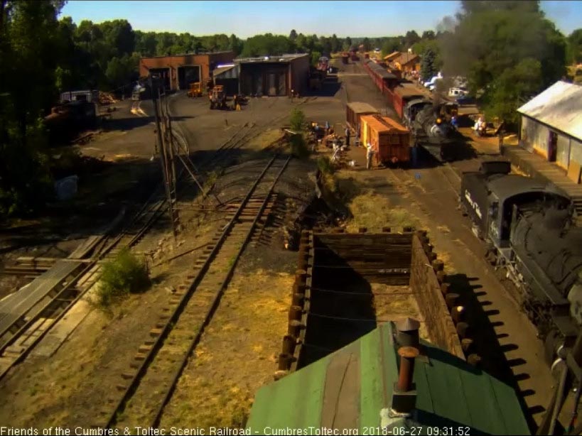 2018-06-27 The 487 has pulled the 12 car train 216 into loading position and 488 is backing down.jpg