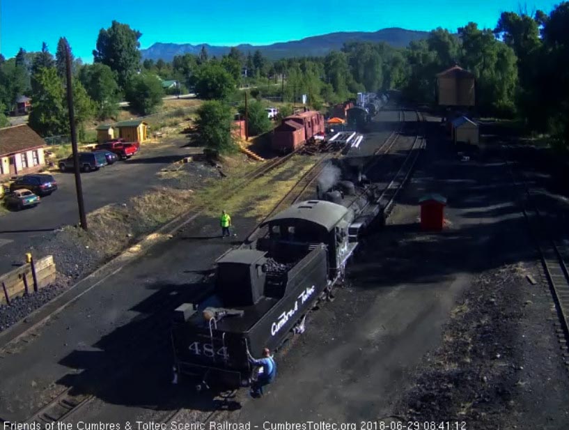 2018-06-29 The 484 is backing down toward the coal dock lead as Frank looks on.jpg