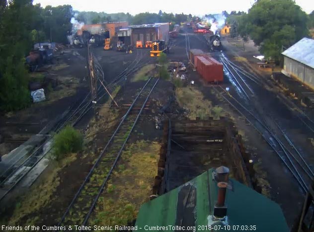 2018-07-10 The 484 is backing down to south yard, the fire truck is moving across the yard and 15 is idling.jpg