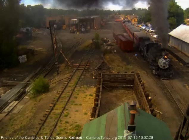 2018-07-16 The 488 comes by the woodshop with the train.jpg