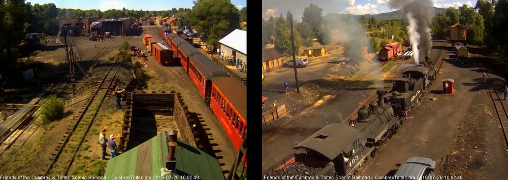 2018-07-26 The engineer of 488 is blowing for the running brake test as the train passes the tipple.jpg