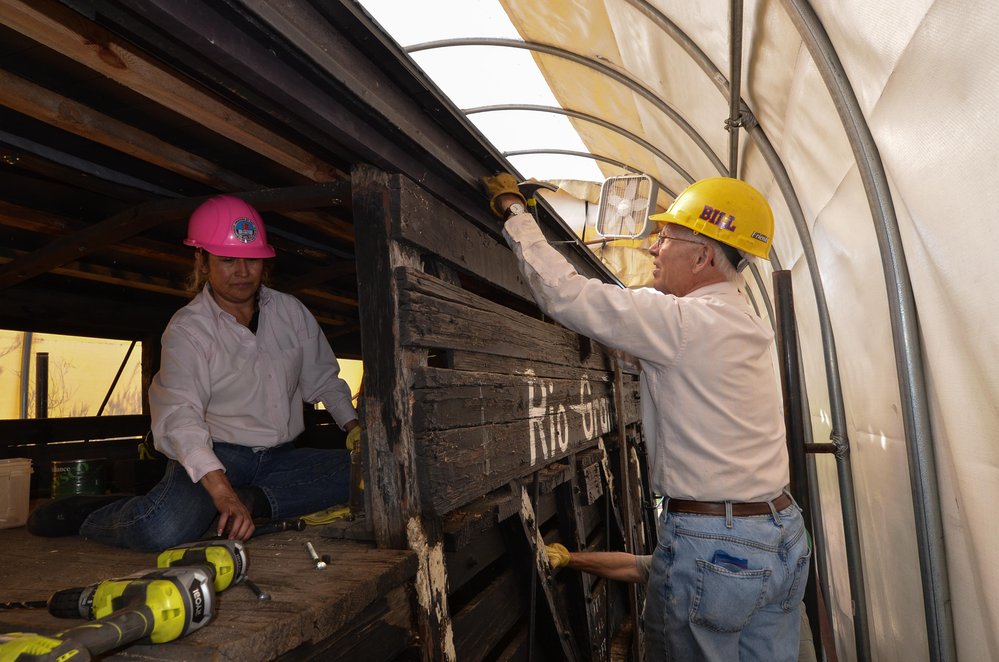 2018-07-30 A nice view of the side of the car as the crew works on restoring it.jpg